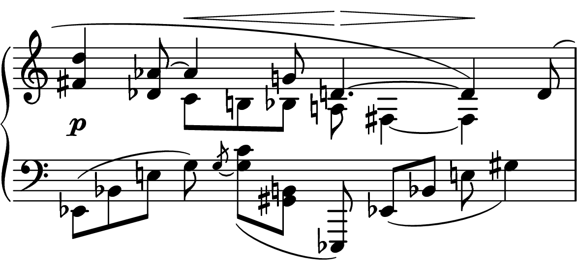 Arnold Schönberg, Klavierstück op. 11 Nr. 2, T. 40
