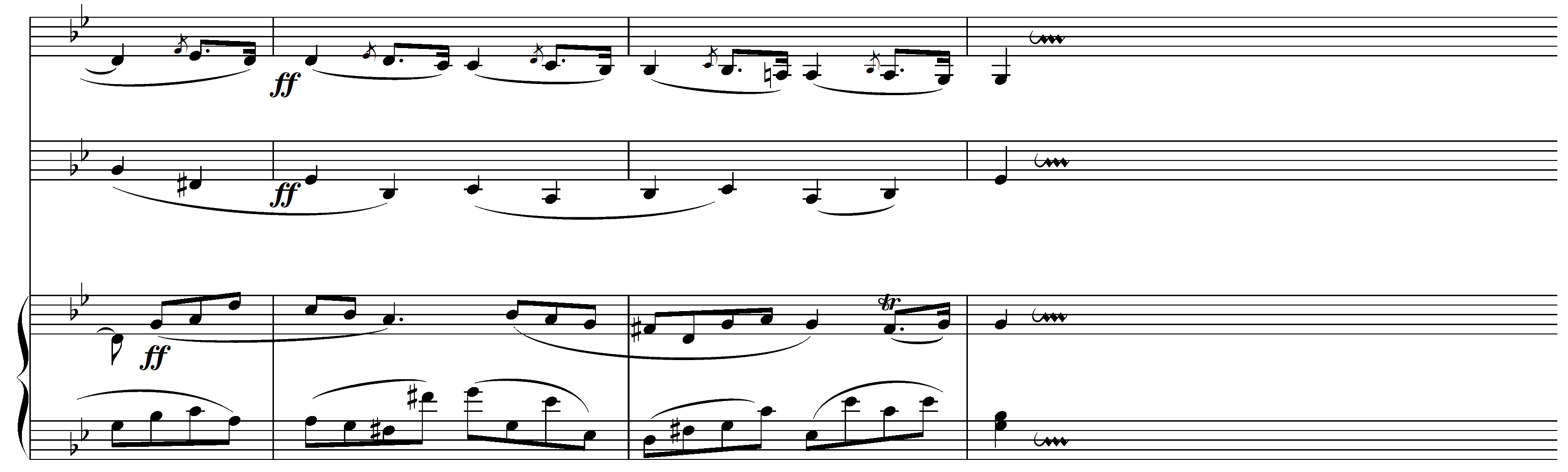 
                  Wolfgang Amadeus Mozart,
                  Klaviertrio Nr. 2 G-Dur KV 496, 3. Allegretto, Variation IV, T. 20–22
               